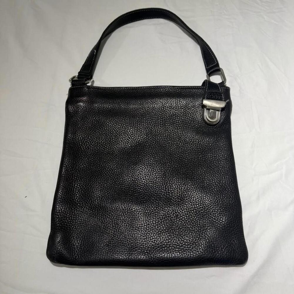 Vintage Roots Black Leather Shoulder Bag 90’s Original Leather Made‎ in Canada